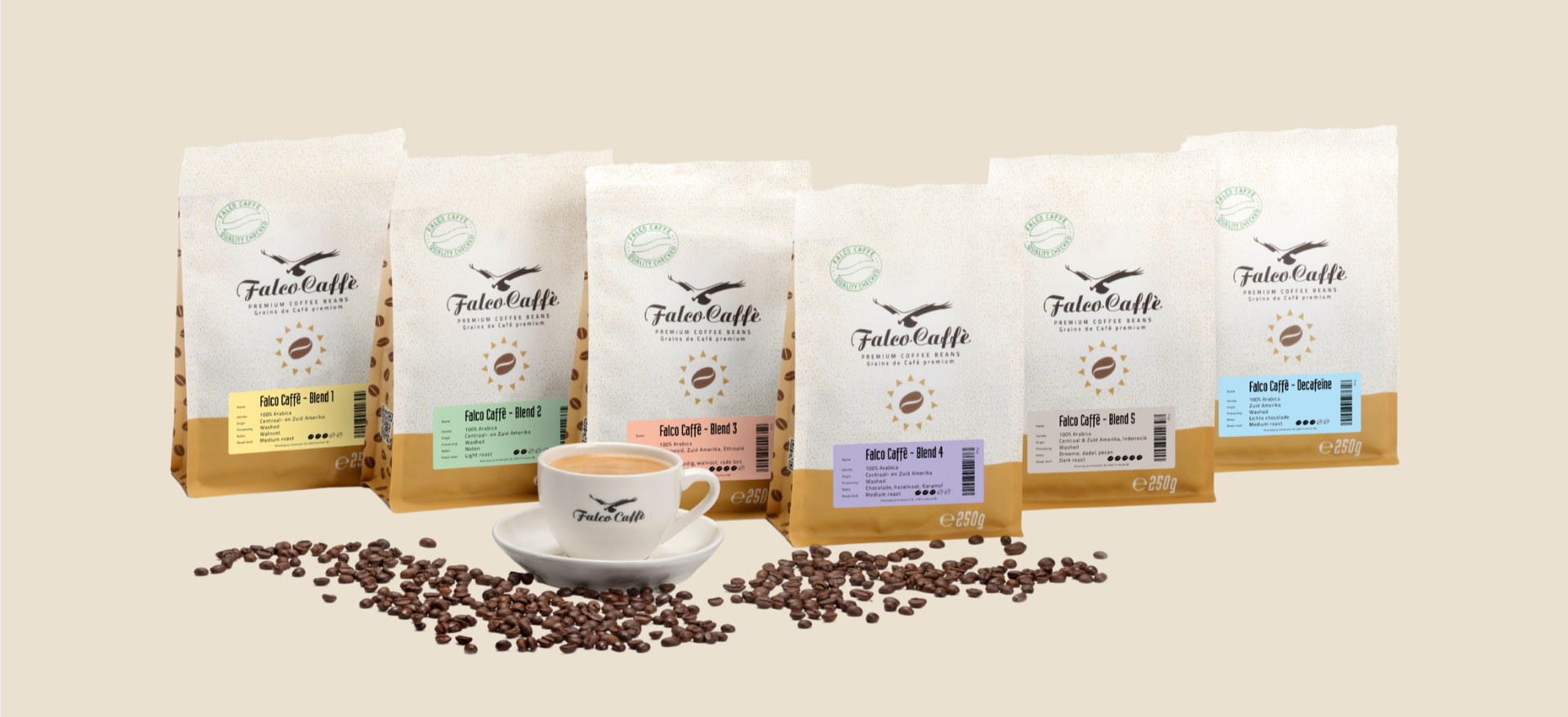 Koffieproducten met een kopje koffie