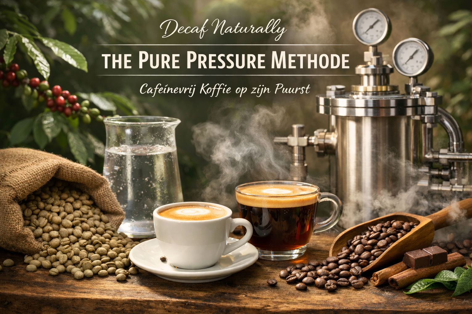 Pure Pressure Methode – cafeïnevrije koffie op zijn schoonst